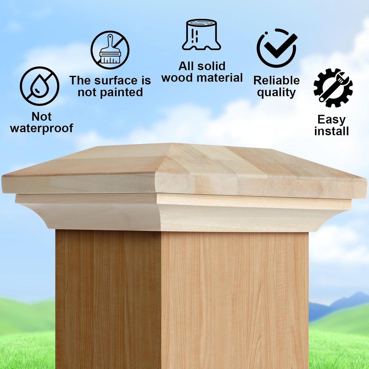 Tapa plana para poste madera álamo valla cubiertas buzón 3x3pulg