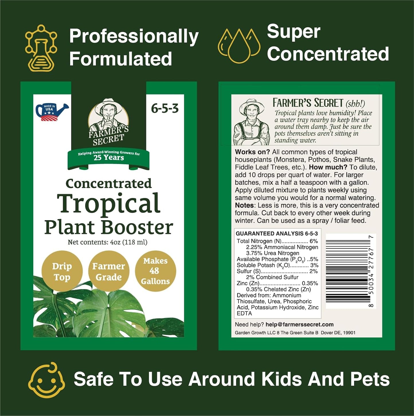 Potenciador tropical para plantas interiores 4oz 48gal