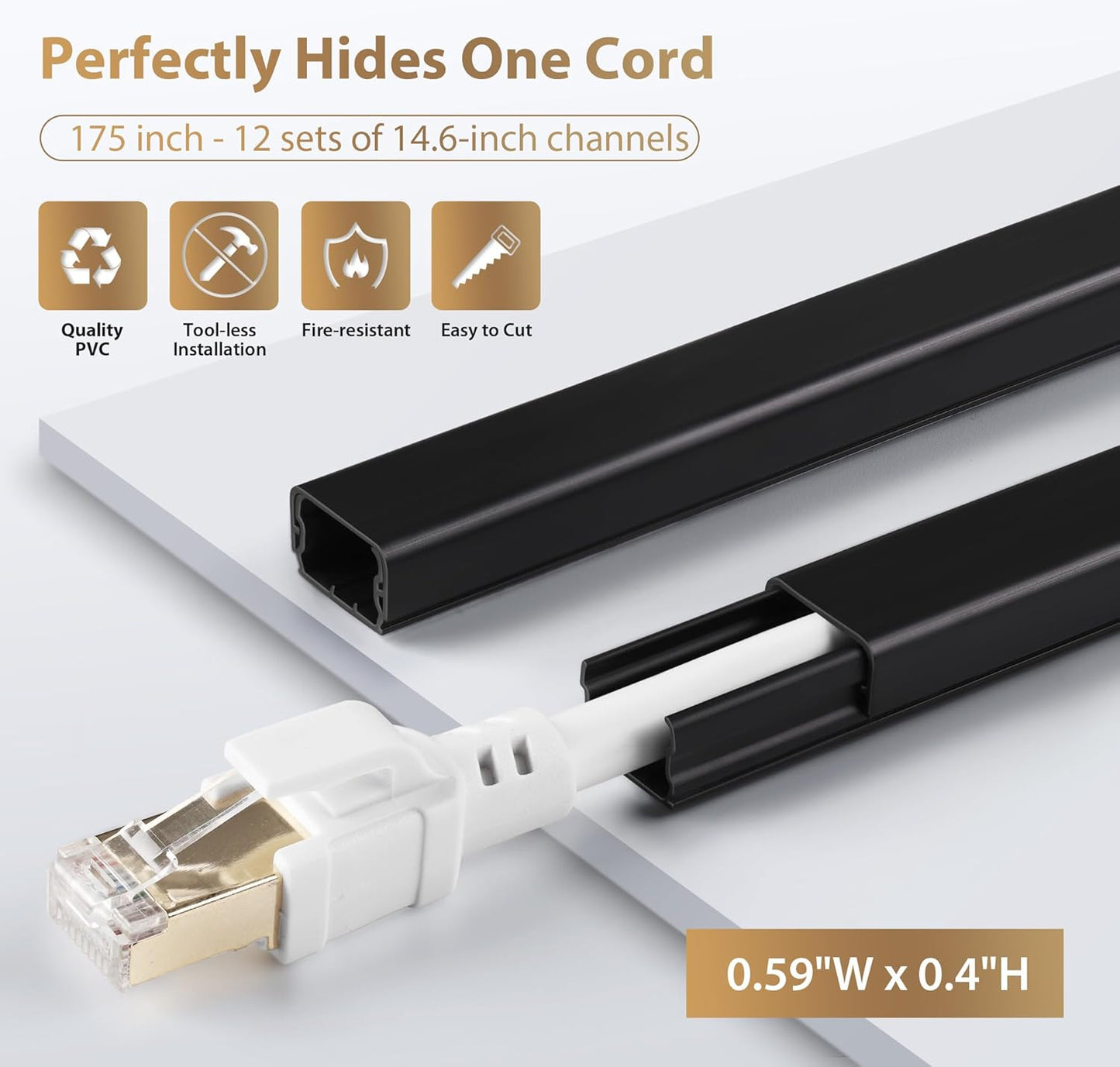 Canaleta organizadora cables 175pulg con cubiertas PVC