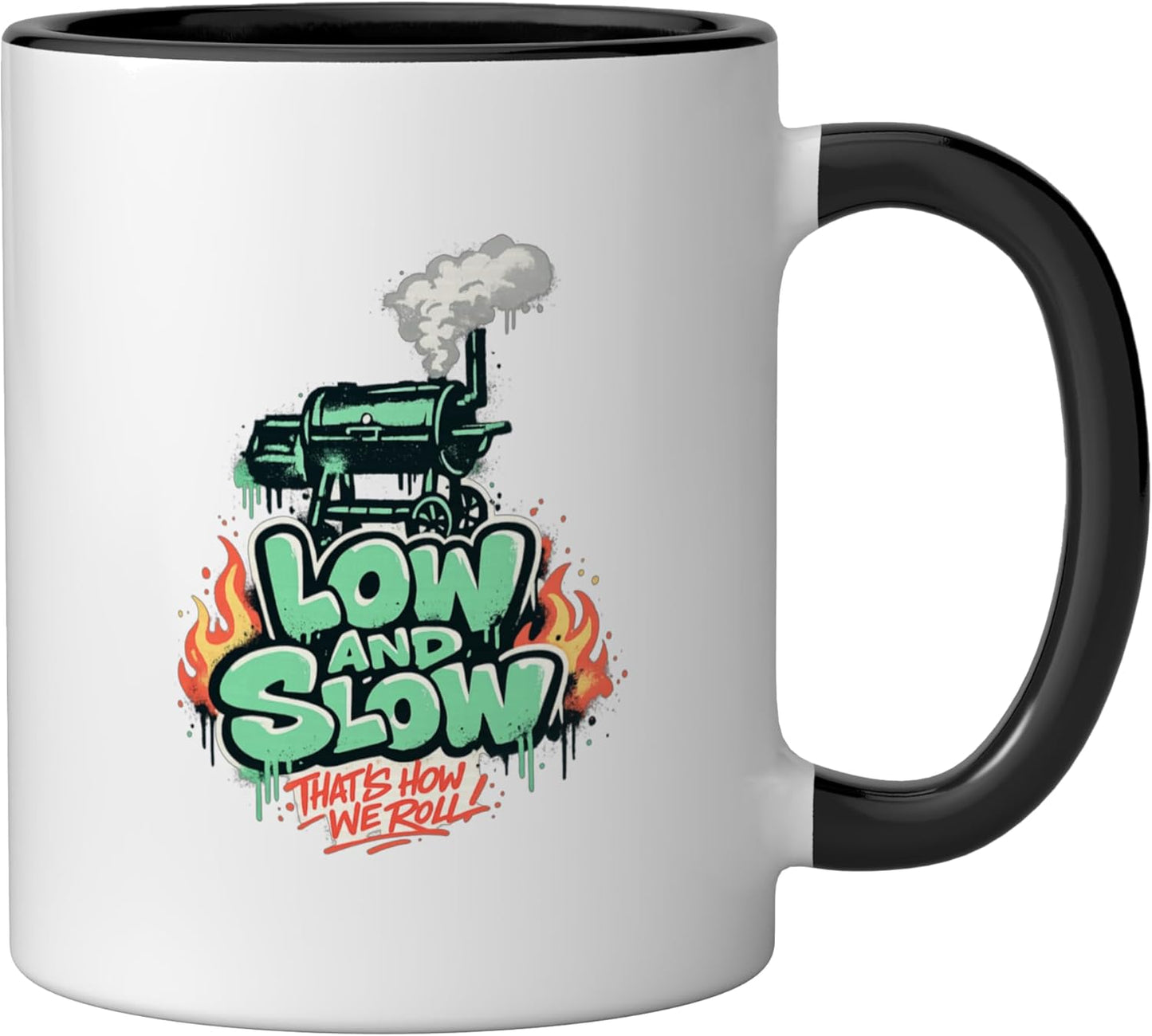 Taza cerámica Low and Slow Thats How We Roll negra/blanca