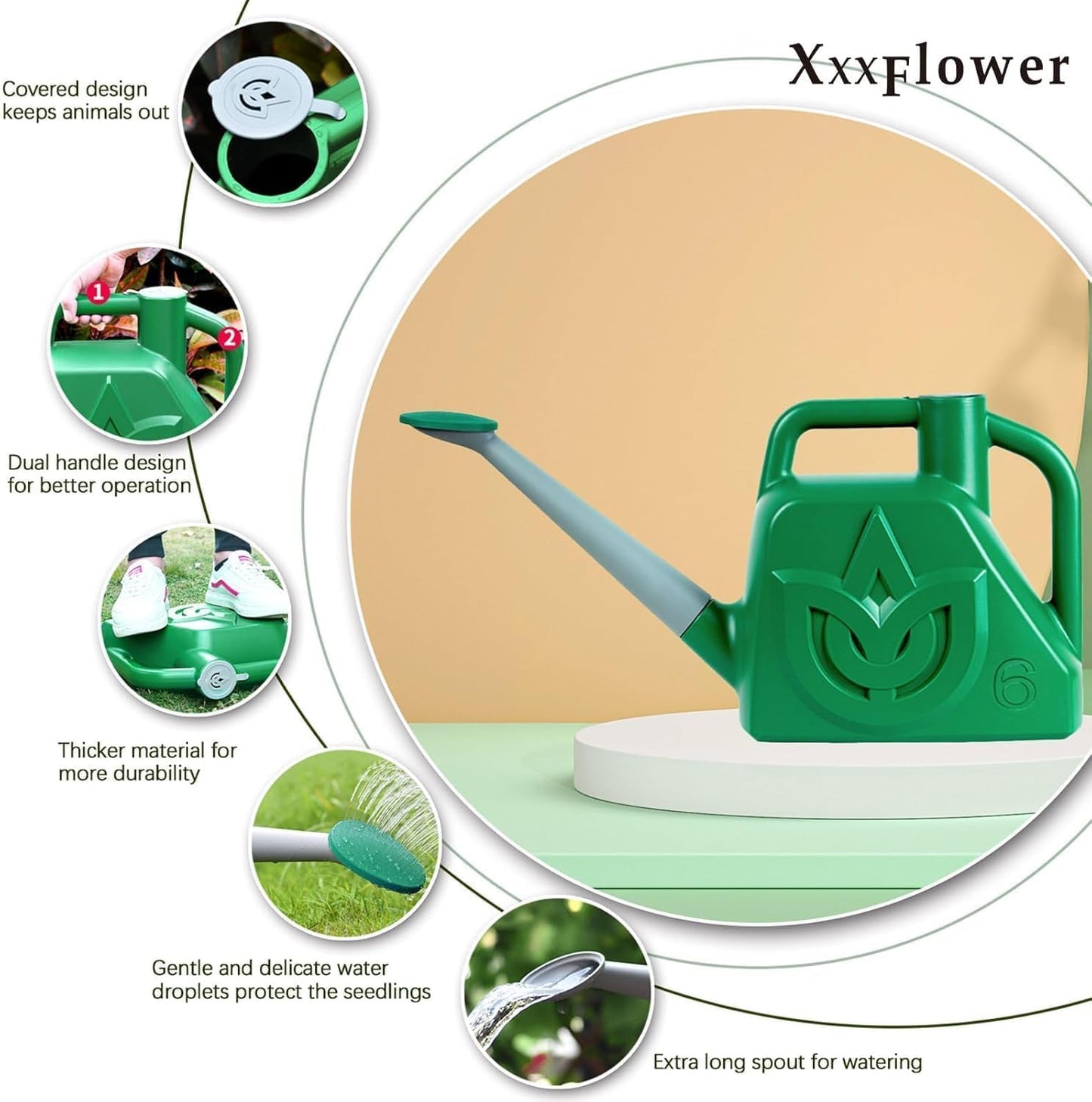 Regadera 1.5gal para jardín con boquilla desmontable
