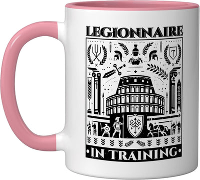 Taza Cerámica Imperio Gladiador Roma Rosa/Blanco