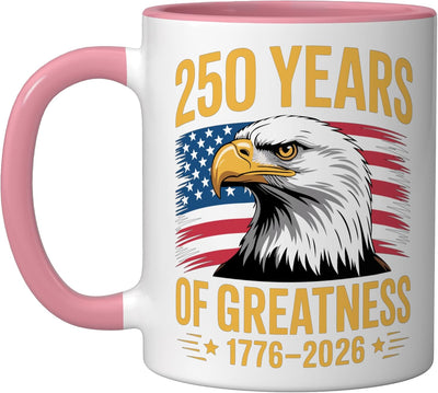 Taza Cerámica 4 de Julio Estilo Americano Rosa/Blanco