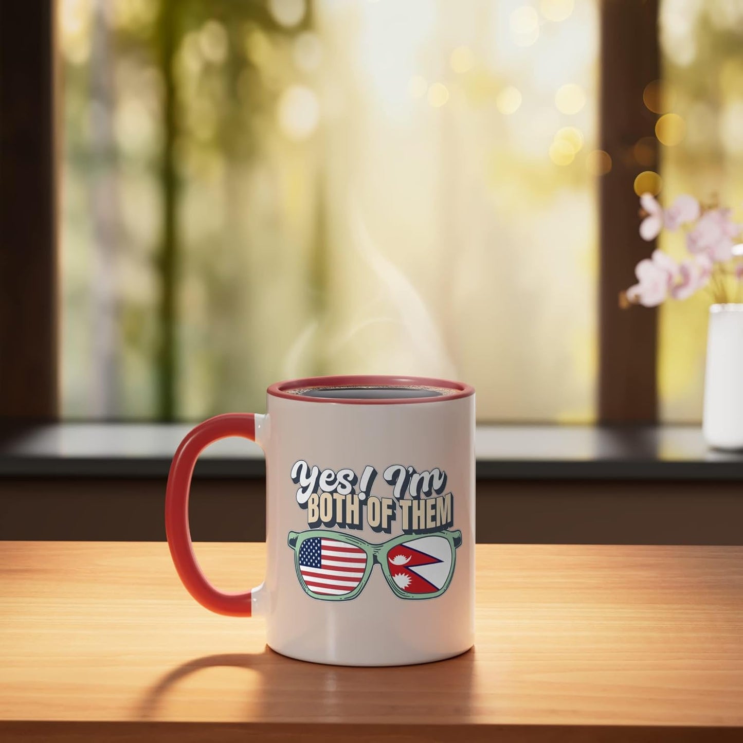 Taza cerámica USA Nepal Pride Roja/Blanca