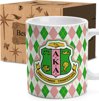 Taza de café AKA para mujer con decorado rosa y verde inspiradora