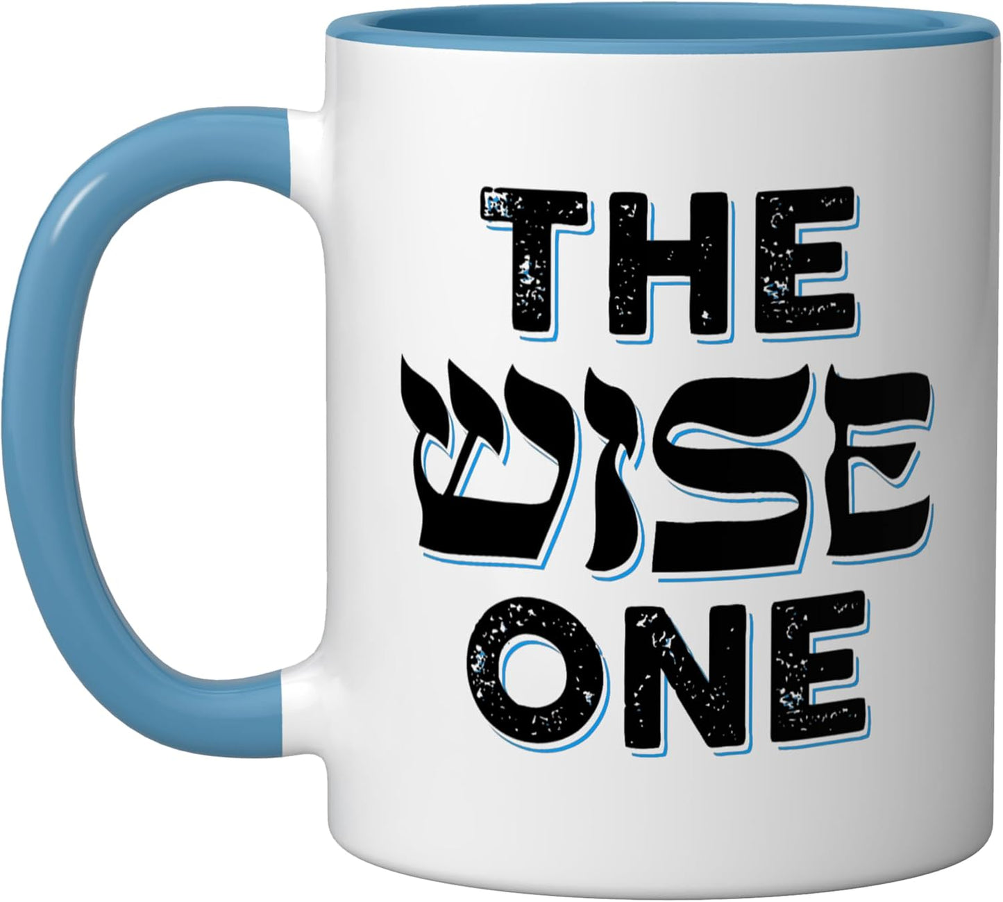 Taza cerámica para Pésaj el Hijo Sabio azul/blanco
