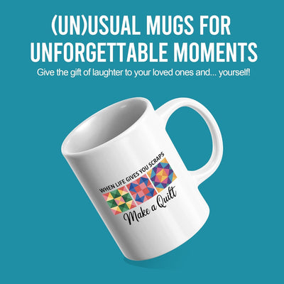 Taza de café de cerámica para coleccionista de telas de patchwork 11 oz blanco
