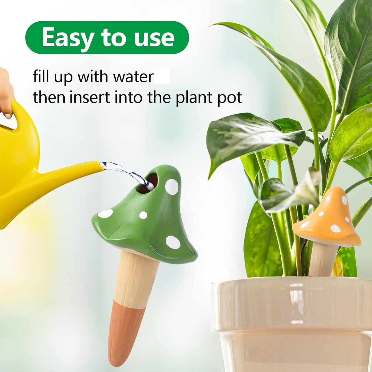 Regador terracota forma hongo 4 pack para plantas