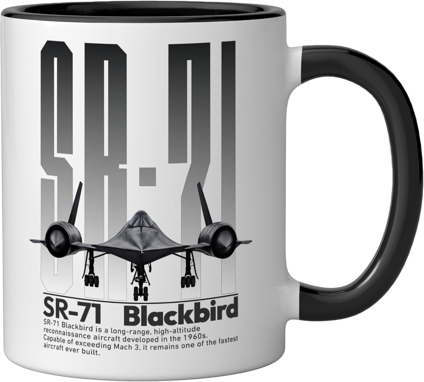 Taza Cerámica Avión Espía SR71 Negro/Blanco