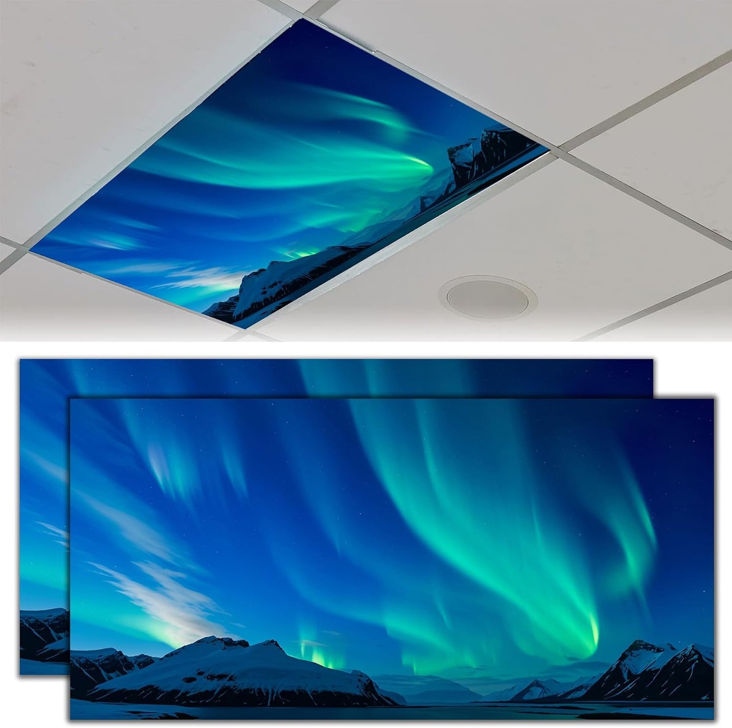 2 Cubiertas Luz Fluorescente Magnética Aurora Azul 4x2pies