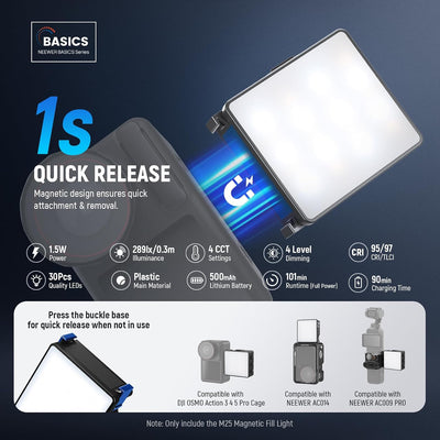 Luz LED magnética bicolor para DJI OSMO Nano Action 3 4 5 Pro CRI95