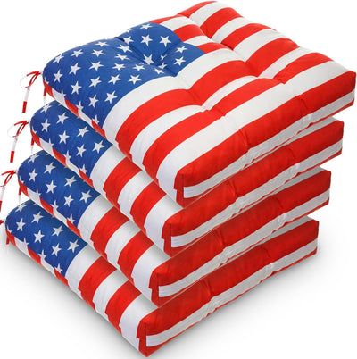 4 Pzas Cojines Silla Bandera Americana para Terraza 19x19pulg