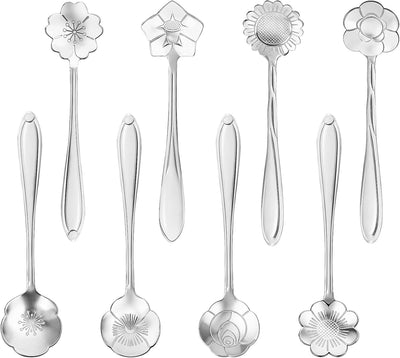 Set 8 cucharas té café postre acero inox doradas