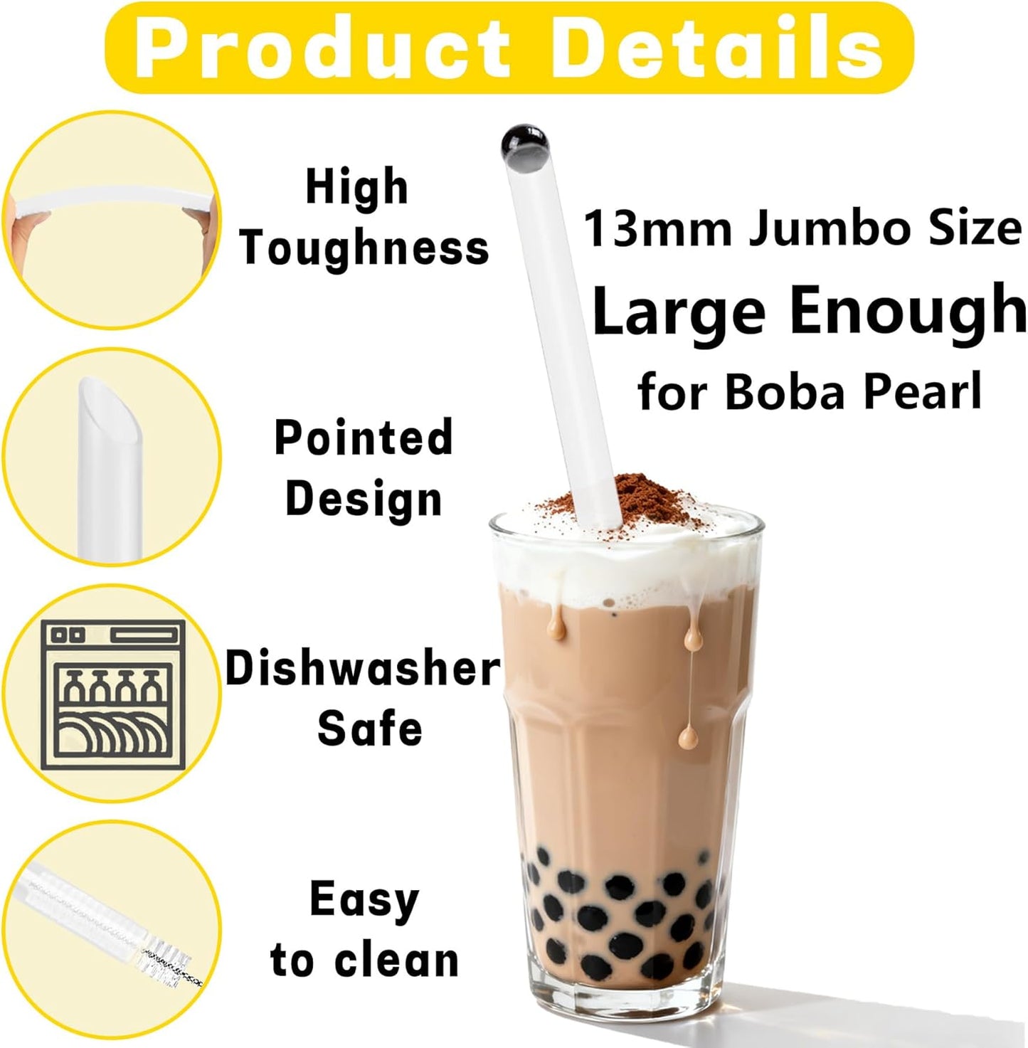 20 Pzas Popotes Reutilizables Tapioca Batidos Sin BPA