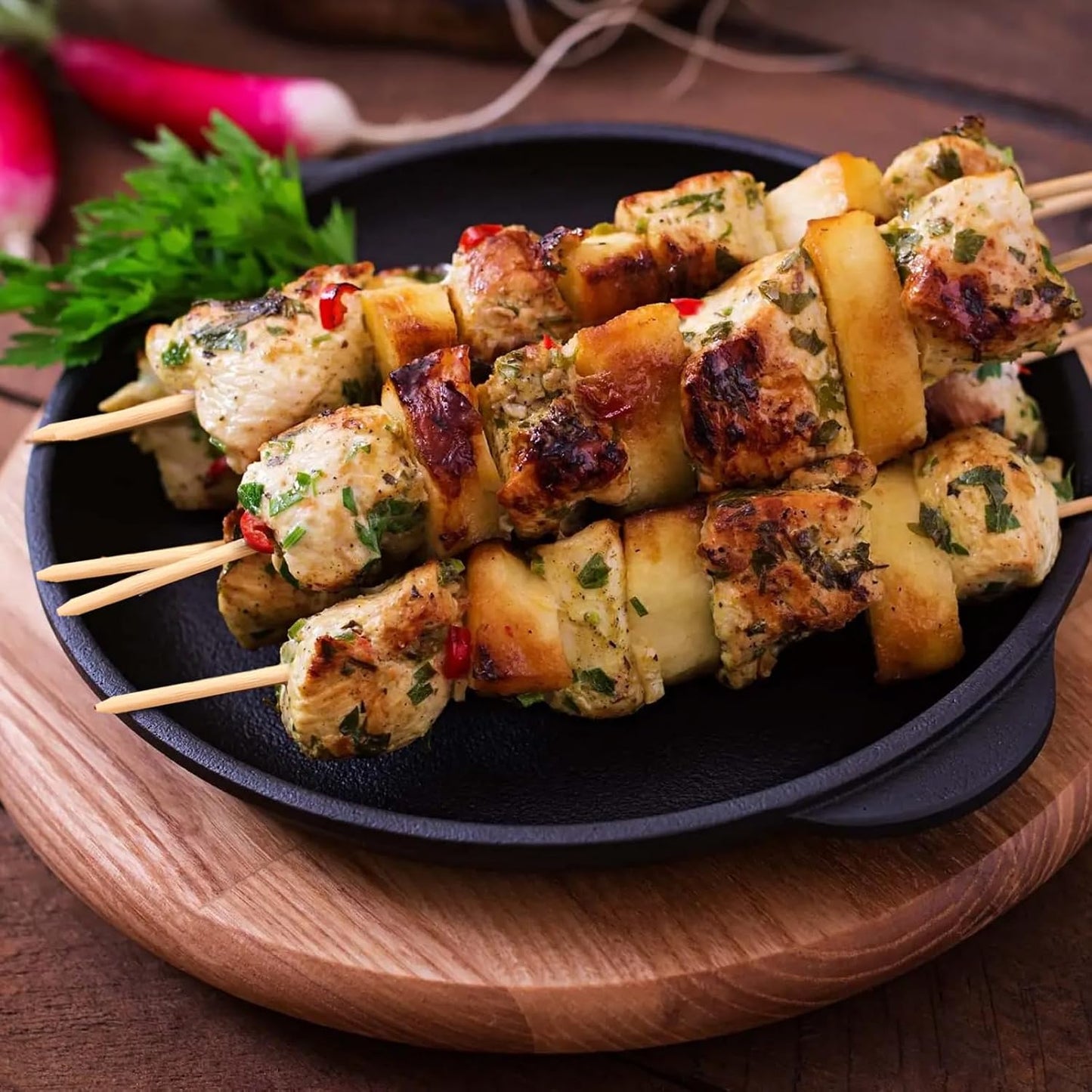 Palitos bambú 17.5pulg 40 pinchos asar malvaviscos resistentes