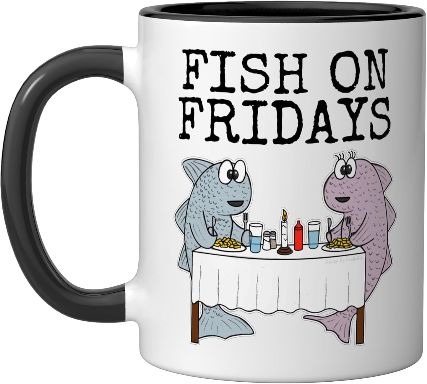 Taza Cerámica Supper Fish Negro/Blanco