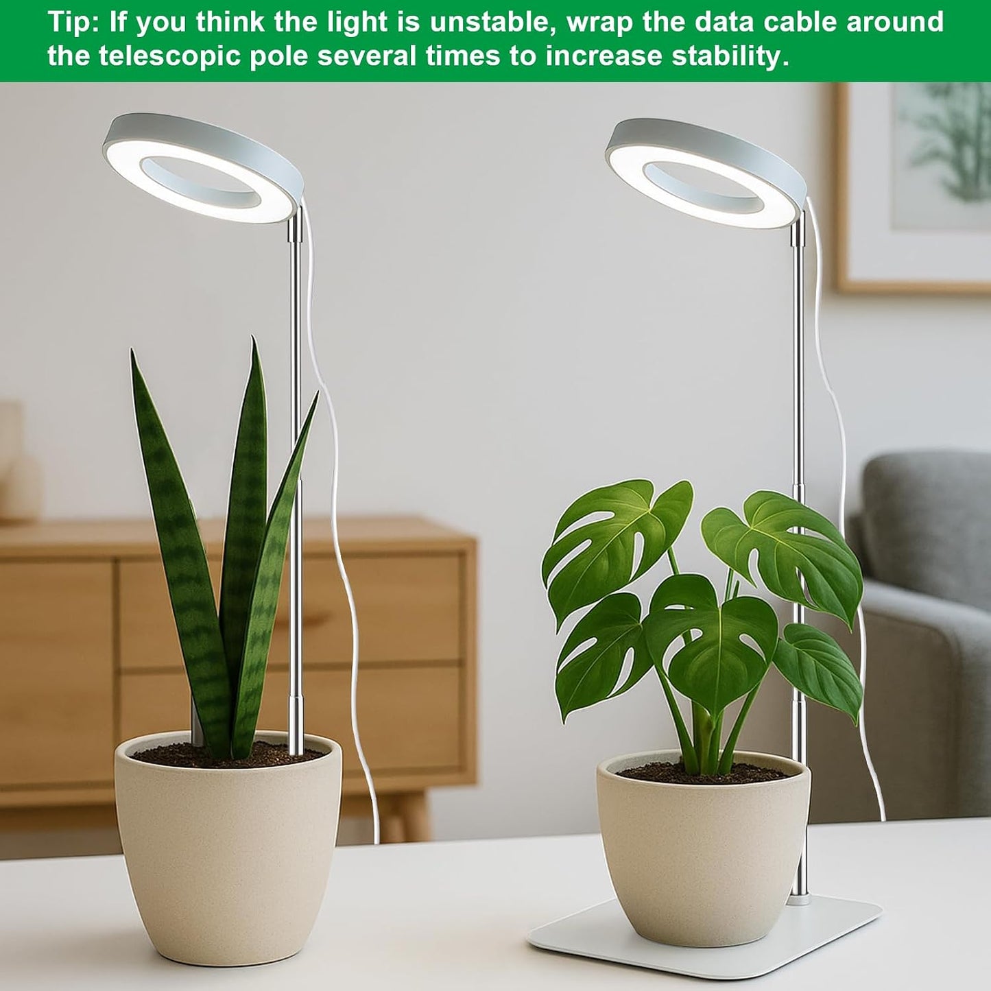 Lámpara anillo LED cultivo plantas 7-17.6pulg