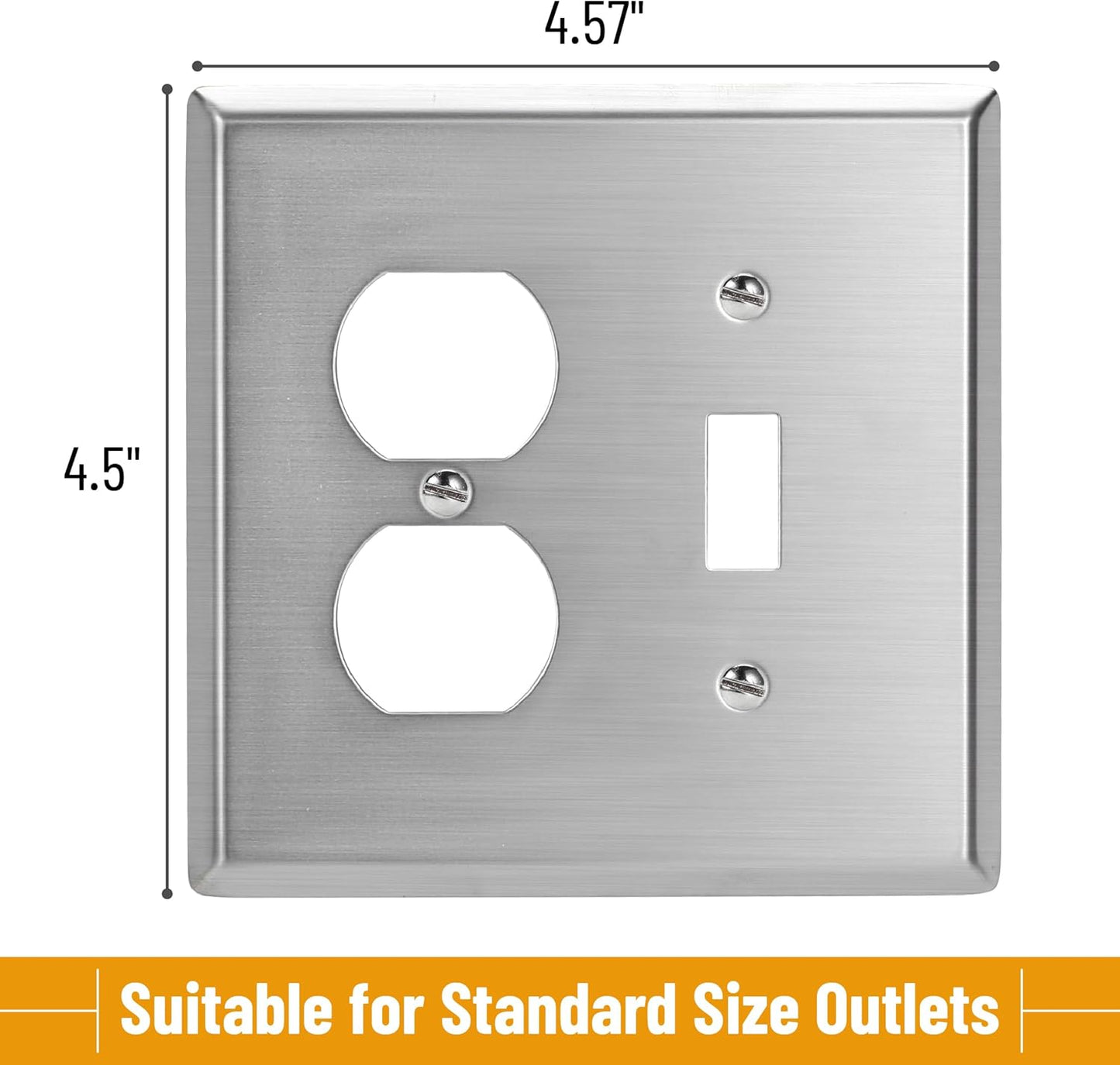 Placa pared 2 segmentos interruptor acero inox plateado