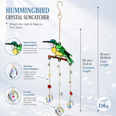 Atrapasoles colibrí cristal decoración ventana