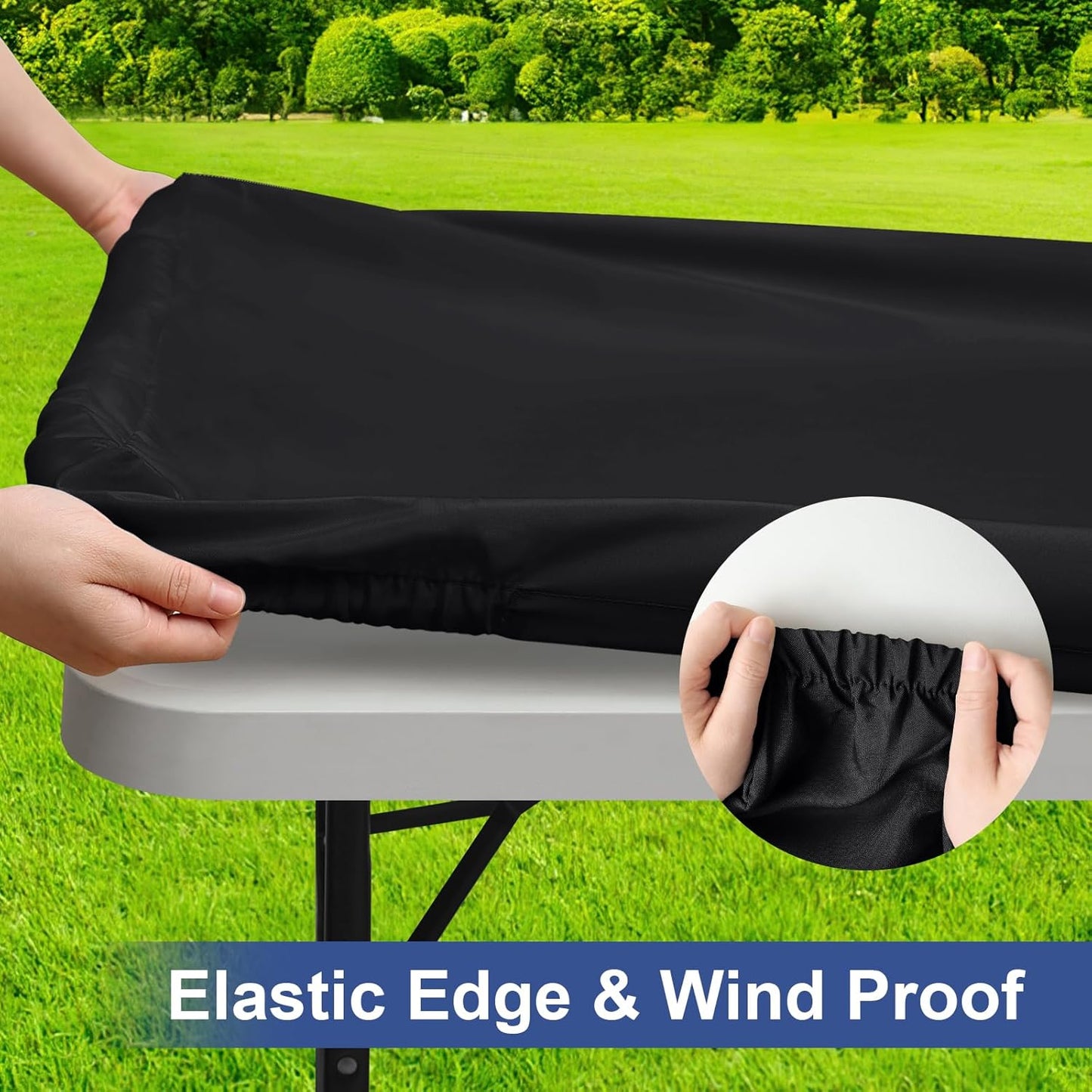 Paquete 8 mantel poliéster elástico impermeable 6ft negro