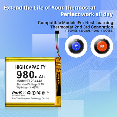 Batería para termostato Nest T3007ES T3008US