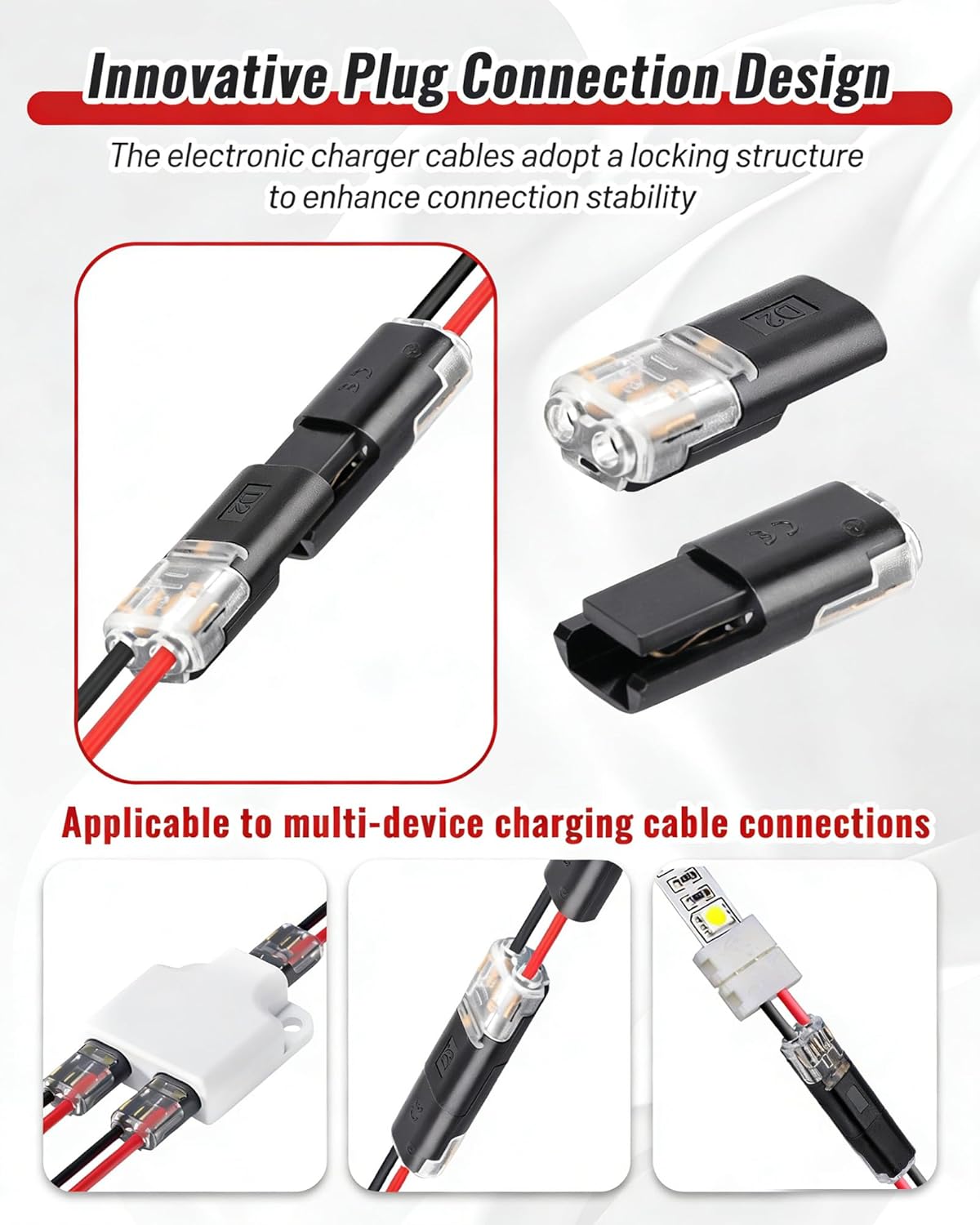 20 Conectores Cable Bajo Voltaje Con Hebilla Bloqueo Para Luces LED