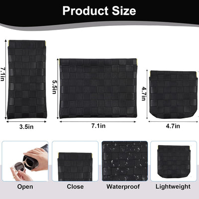 3 bolsas maquillaje cuero a cuadros portátil impermeable