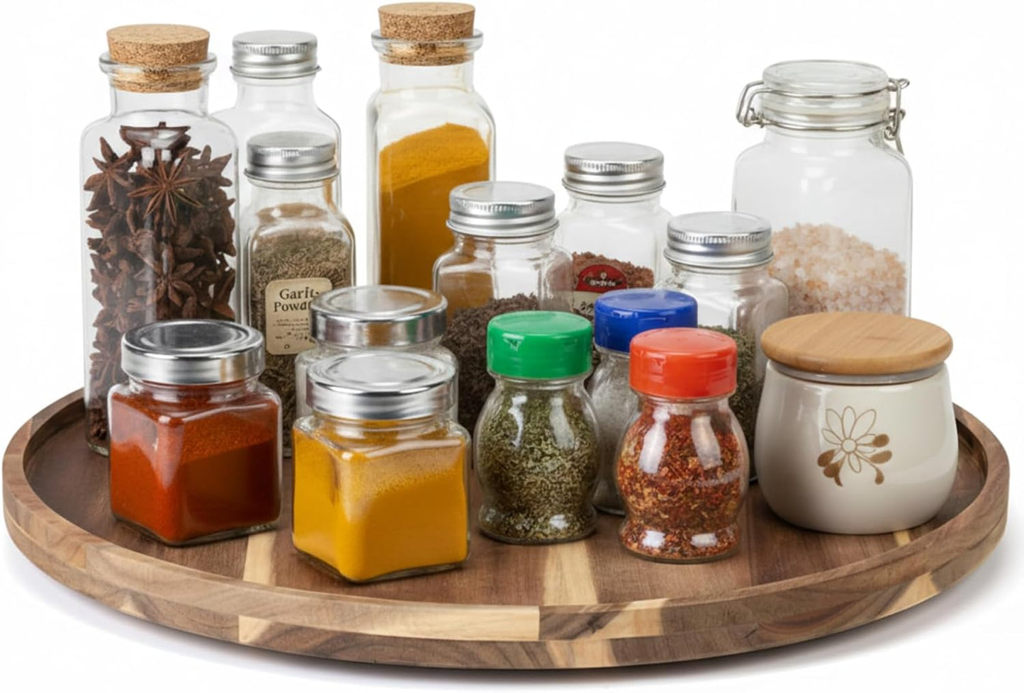 Bandeja giratoria madera acacia 24pulg cocina antiderrap