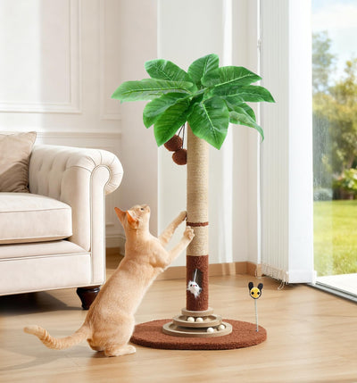 Poste rascador gatos 35pulg sisal bolas interactivas torre palmera