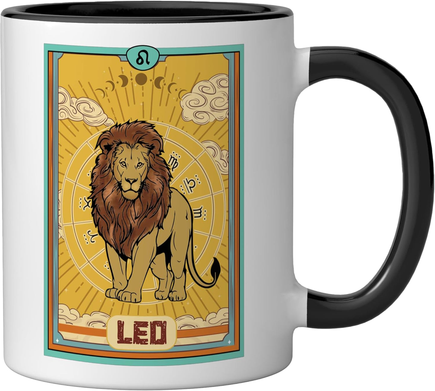 Taza Cerámica Leo Horóscopo Tarot Negro/Blanco