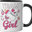 Taza cerámica para revelación de género rosa equipo bebé
