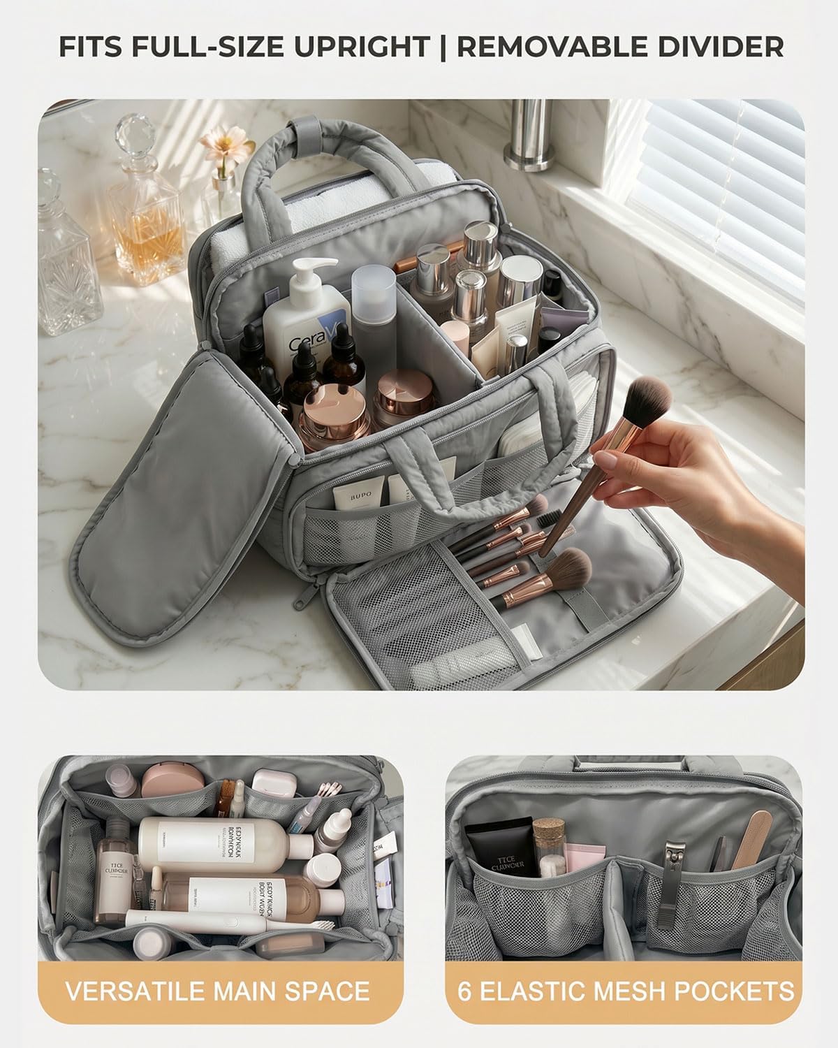 Neceser mujer viaje hinchable con compartimentos