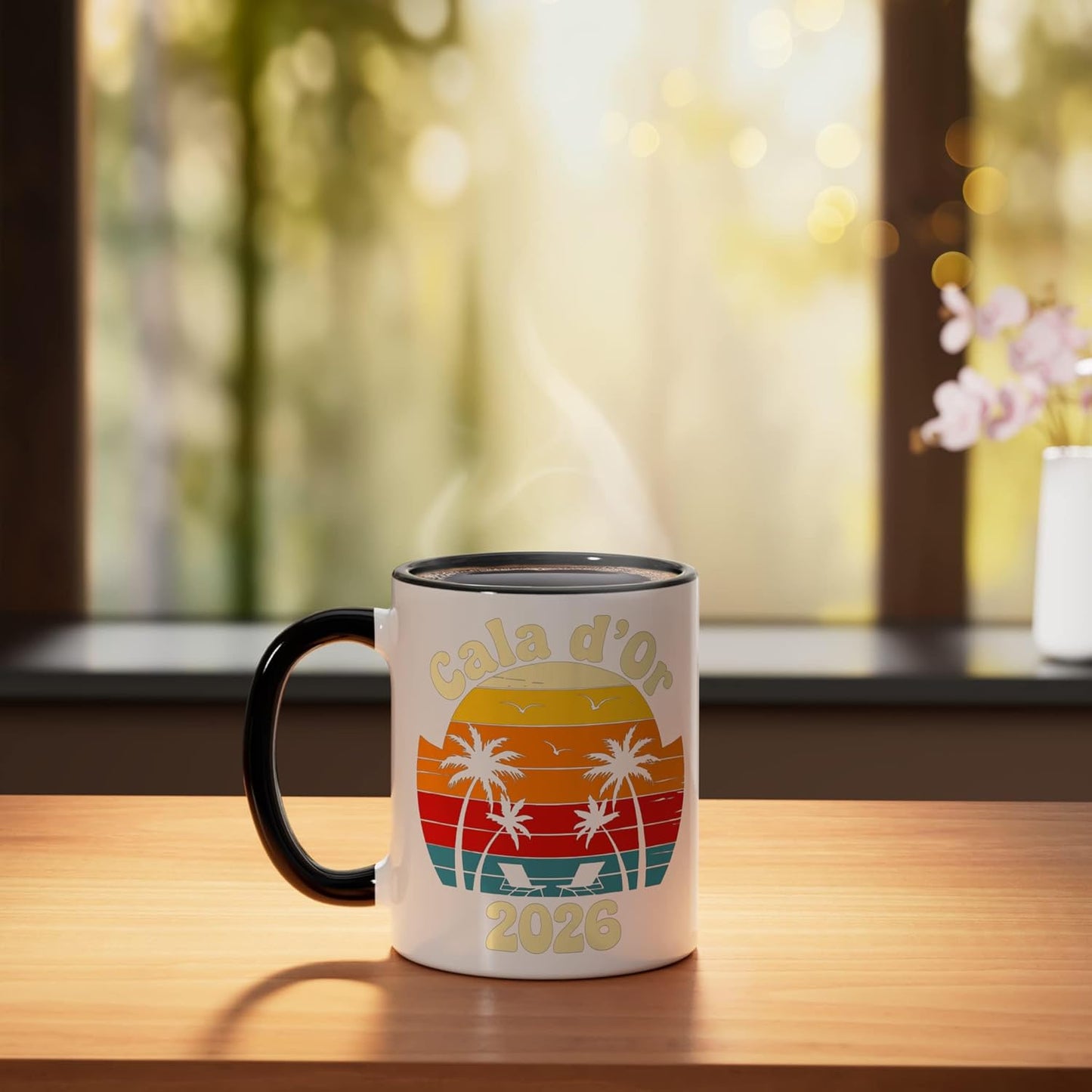Taza cerámica Cala D Or 2026 negro/blanco