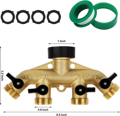 Divisor manguera latón 4 vías colector 3/4 adaptador jardín