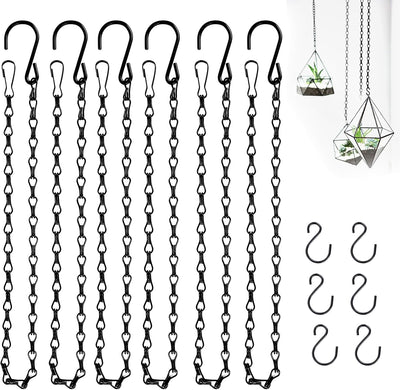 6 Cadenas Colgantes Metal Negro 24pulg con Clips