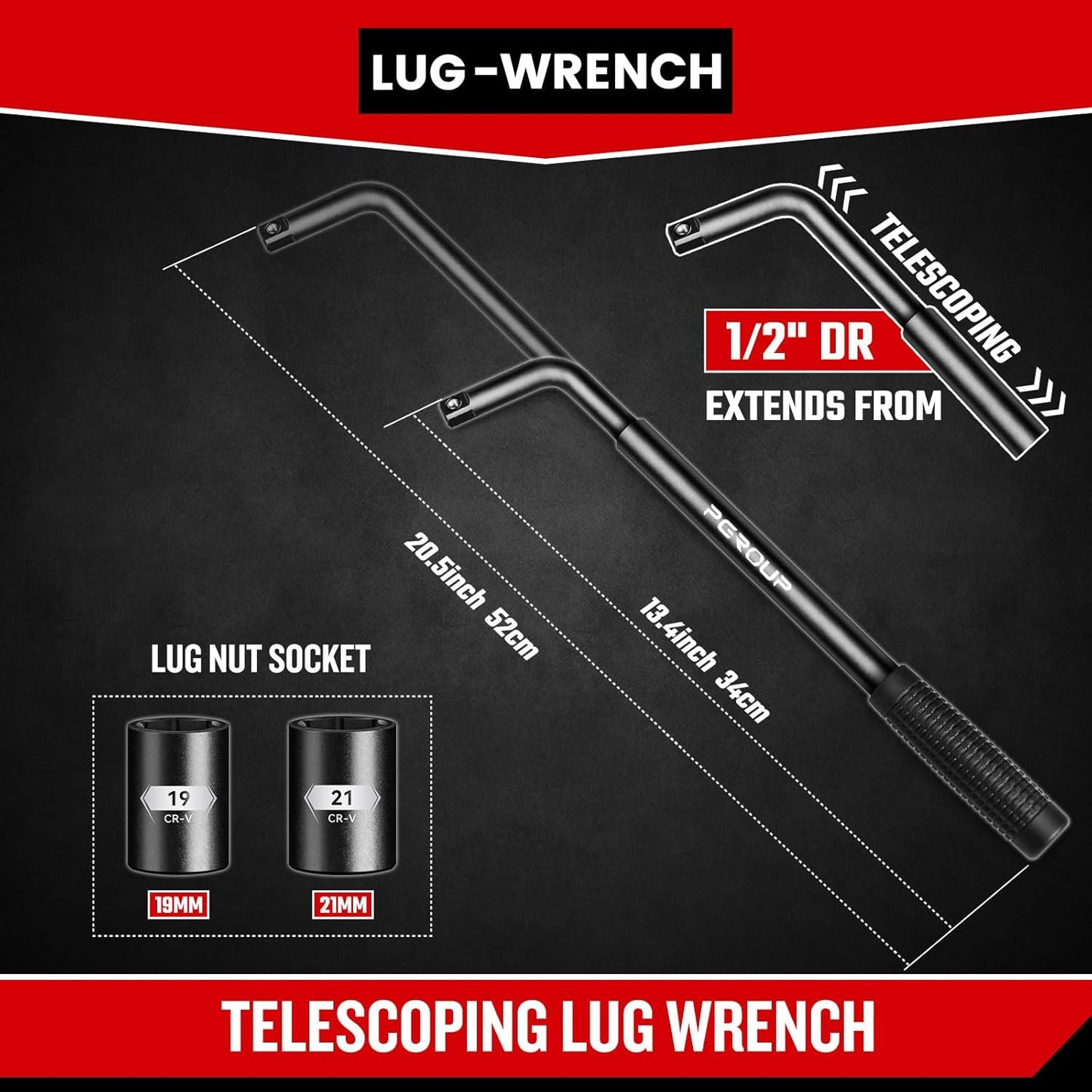 Llave telescópica rueda enchufes 3/4 y 13/16 pulg