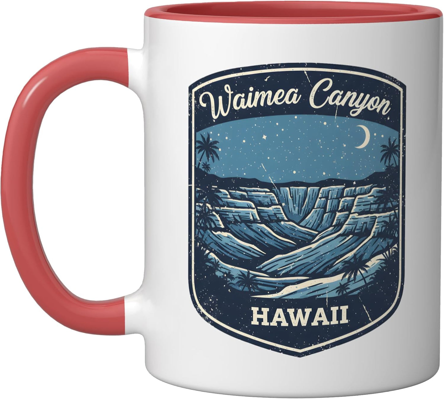 Taza Cerámica Waimea Canyon Hawái Aventura Naturaleza Rojo/Blanco