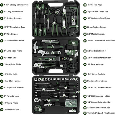 Set 269 Pzas Kit Herramientas Hogar Auto Caja Cajón Verde
