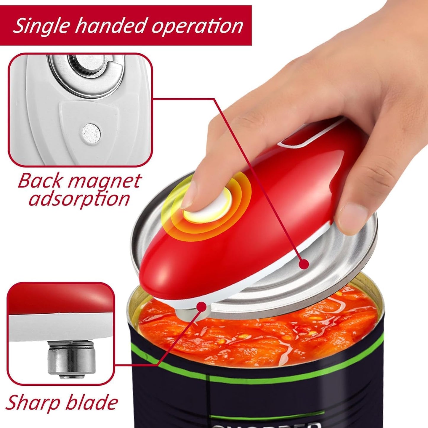 Abrelatas eléctrico un solo toque cocina seguro