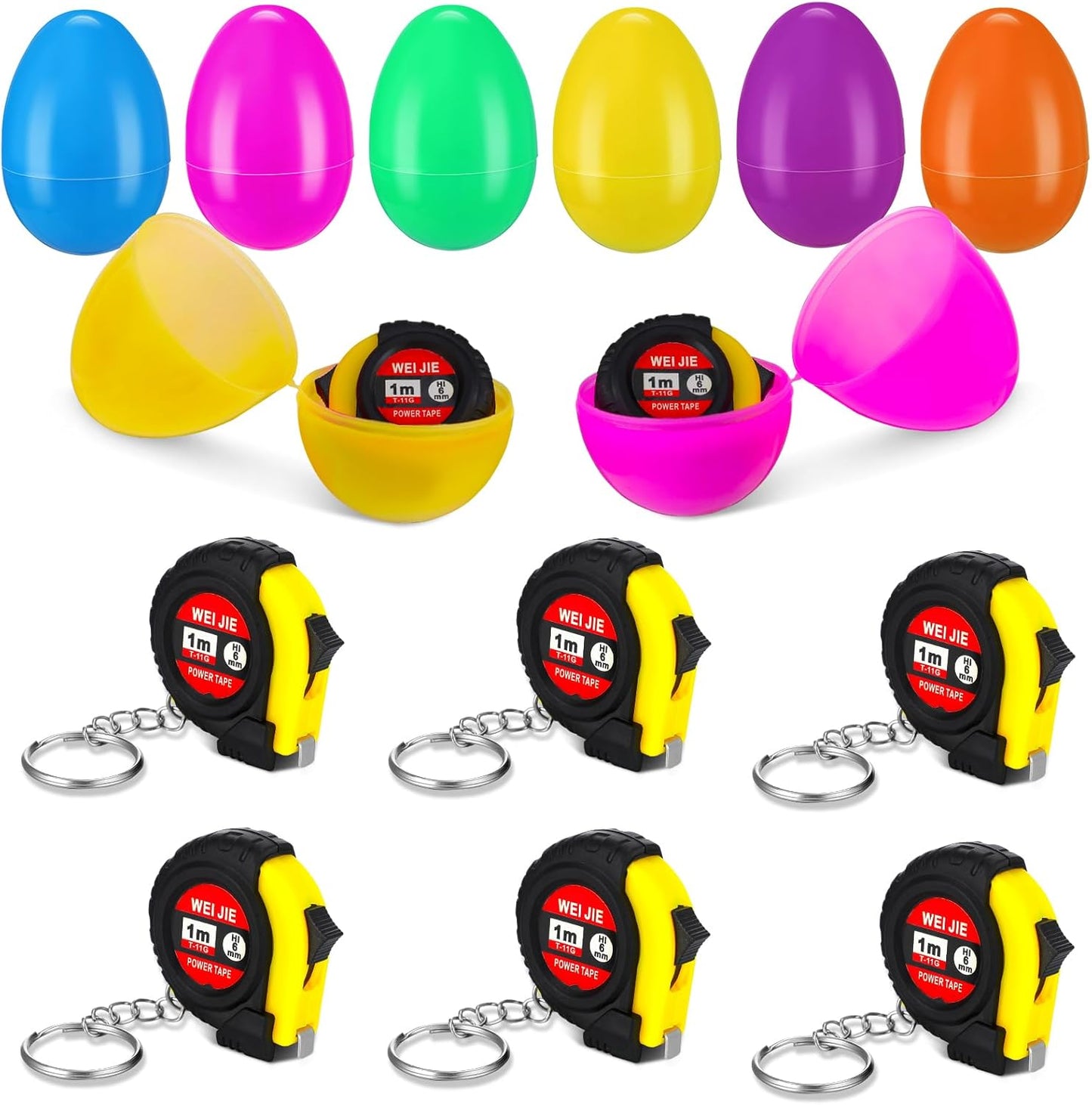 6 Paquetes Huevos Pascua con Llavero Cinta Métrica Regalo Adultos