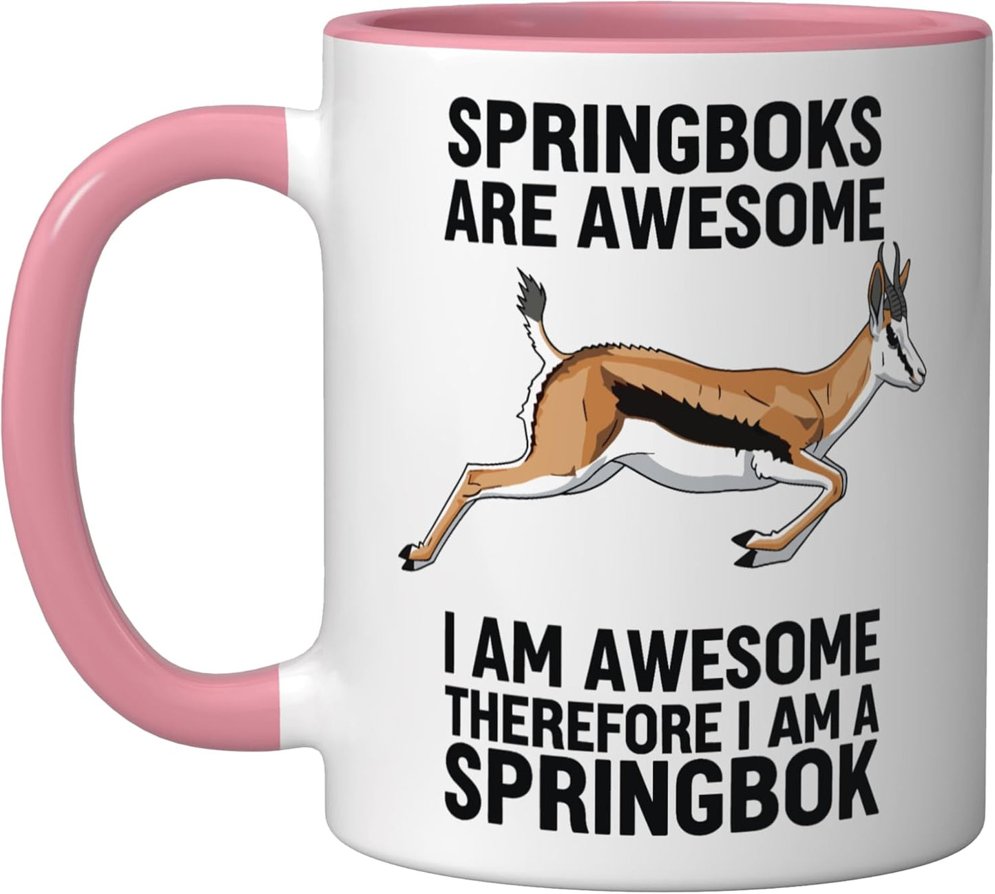 Taza cerámica I Am A Springbok rosa/blanca