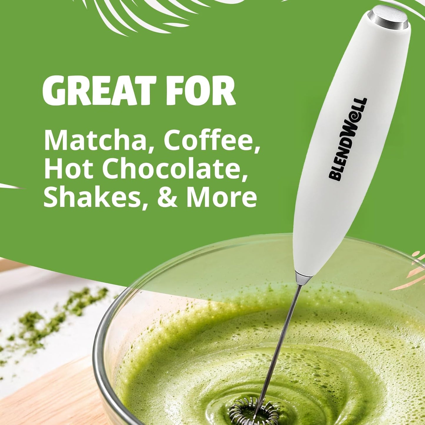 Espumador leche eléctrico café matcha acero inox blanco