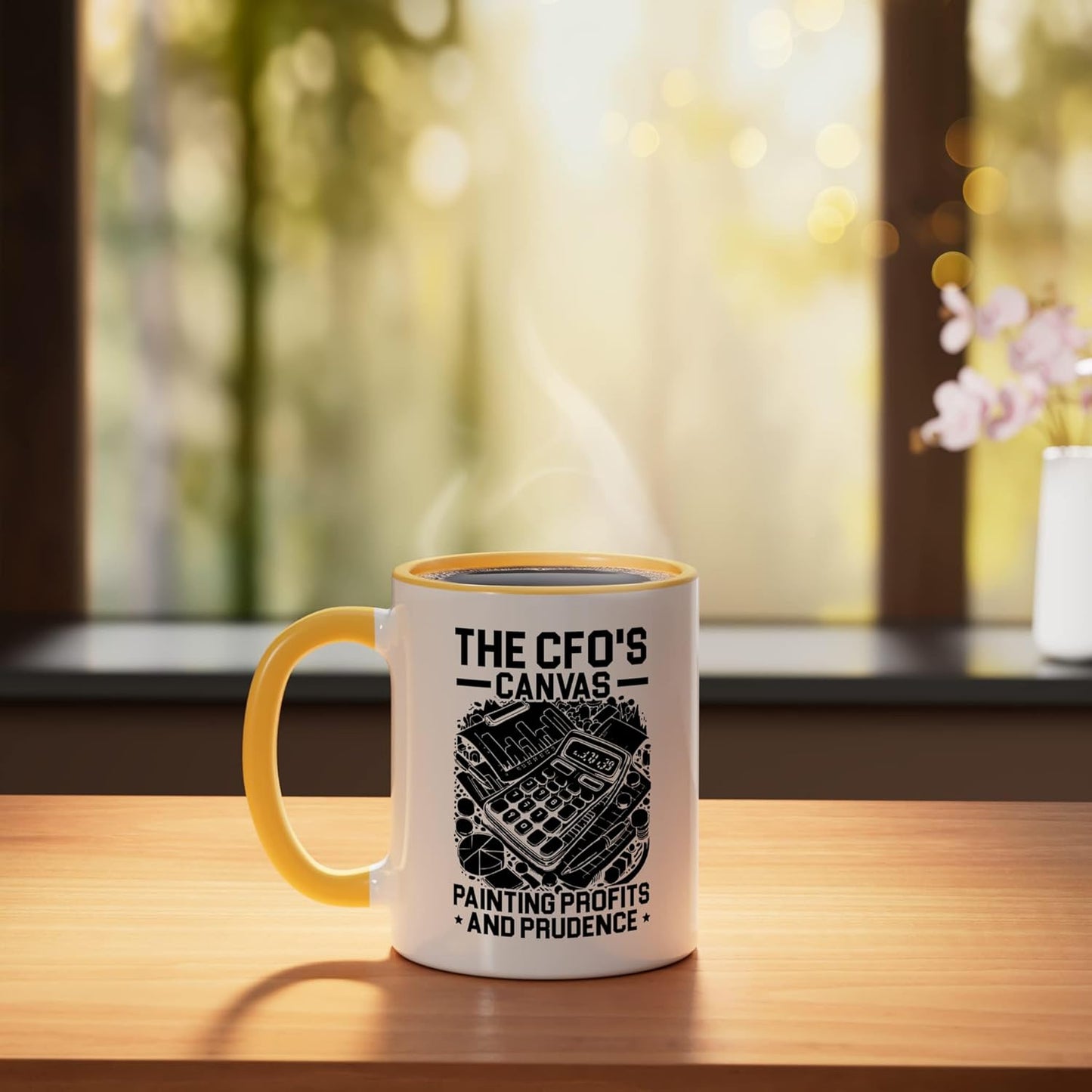 Taza Cerámica para CFO Profesión Finanzas Amarillo Blanco