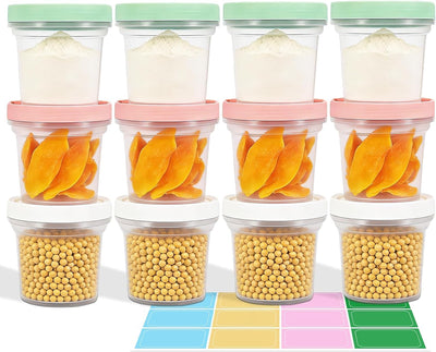 Paquete de 12 recipientes de almacenamiento de alimentos 10 oz con tapas giratorias sin BPA