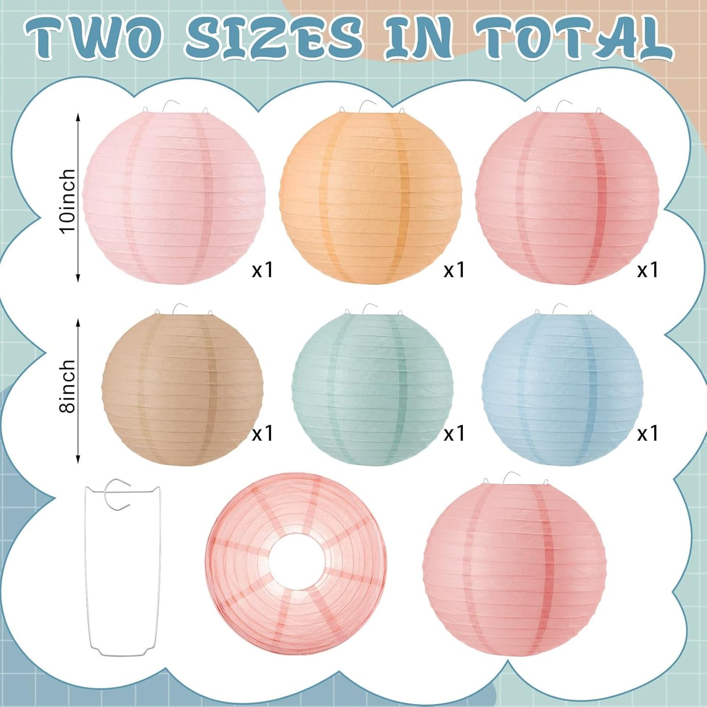 6 Linternas Papel Colgantes 8x10pulg Decorativas Hogar Aula