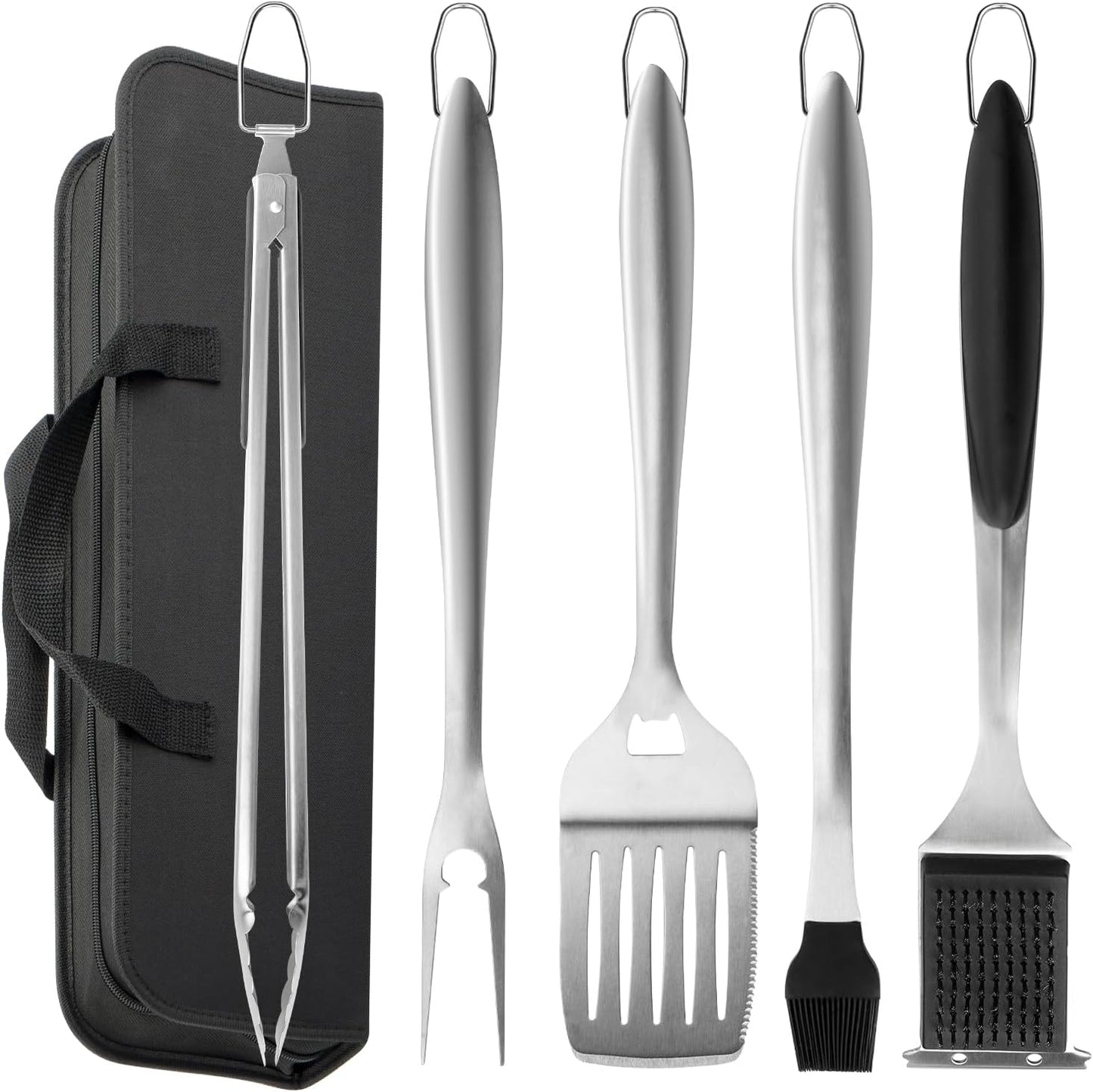 Set 6 Herramientas Parrilla Acero Inox Asar al Aire Libre