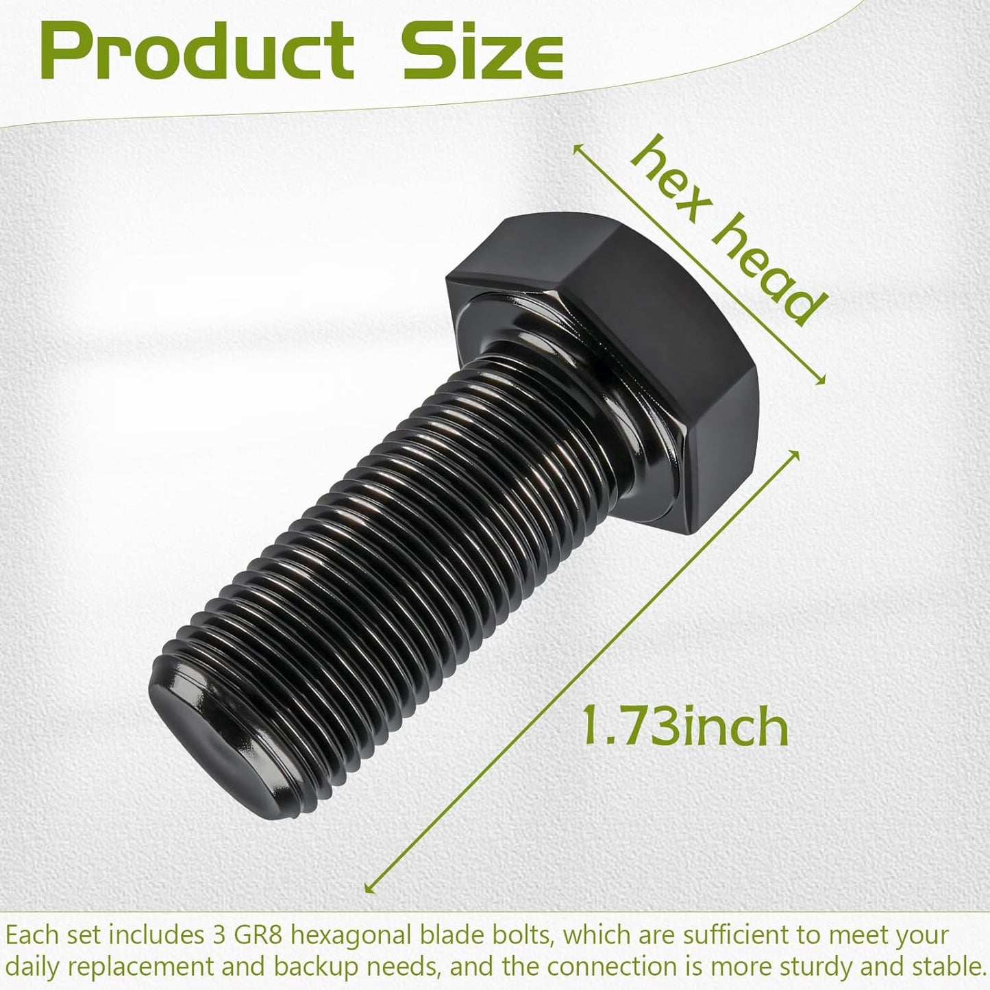 3 Pzas Tornillos Hex 5/8-18 x 1-1/2" Grado 8 para Cuchillas Bad Boy