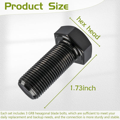3 Pzas Tornillos Hex 5/8-18 x 1-1/2" Grado 8 para Cuchillas Bad Boy