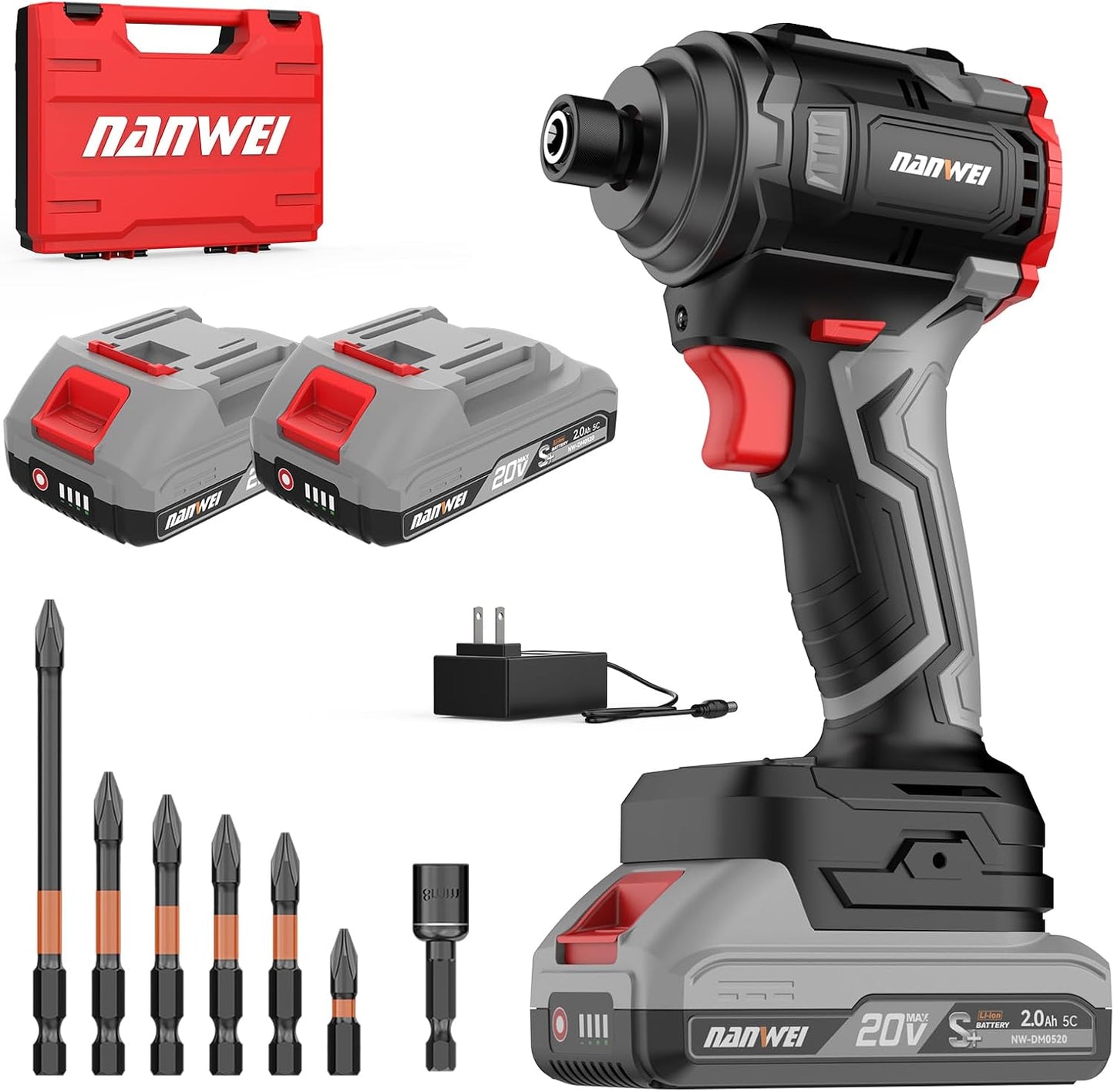 Destornillador impacto 20V 1/4pulg 2 baterias 2.0Ah