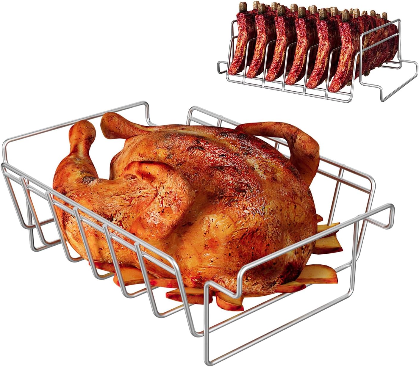 Estante inox asar pavos barbacoa Kamado Joe 18pulg